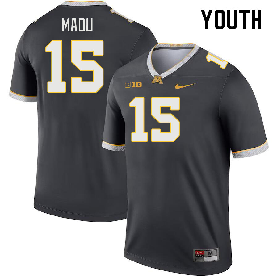 Youth #15 Samuel Madu Minnesota Golden Gophers College Football Jerseys Stitched-Charcoal